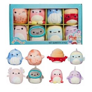 New 5” Sealife Squad Squishmallow 8pc Set Gordon the Shark & Archie the Axolotl